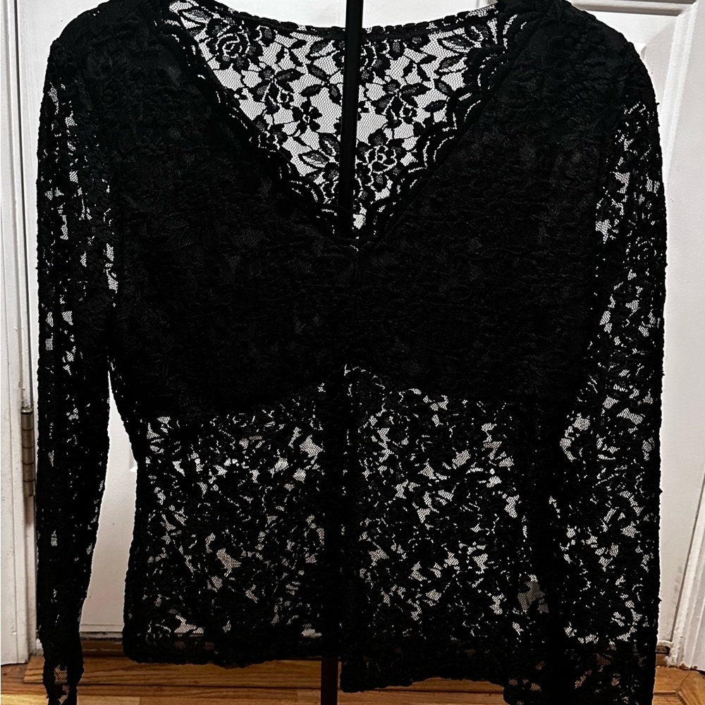 Black Lace Long Sleeve Top